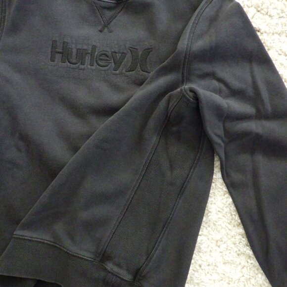Hurley Mens Long Sleeve Sweat Shirt Dark Gray Size Medium Fleece Crew Embroidery - Picture 5 of 9